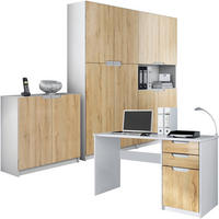 BÜROMÖBELSET Logan Fronten in Eiche Natur - Eichefarben, Holzwerkstoff (246/185/60cm) - Vladon