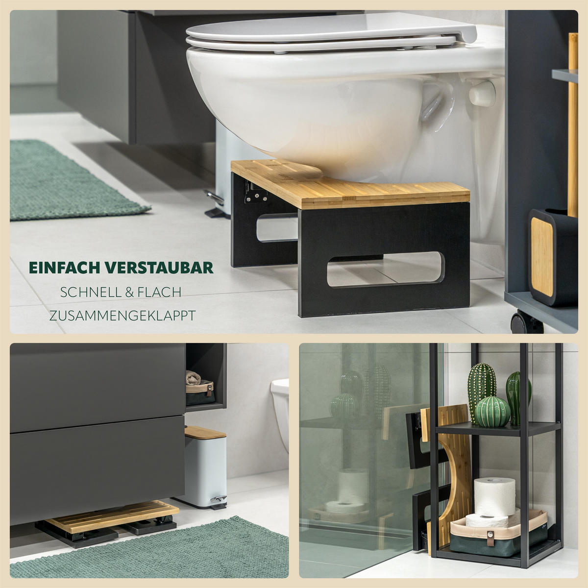 TOILETTENHOCKER Bambus, schwarz - Schwarz, Holz (43.5/18.5/28cm) - eluno