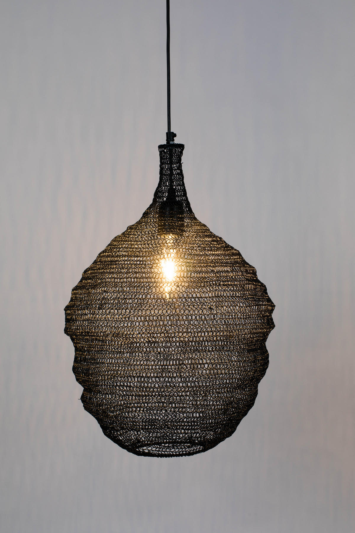 HÄNGELAMPE Lena - Schwarz - 37/37/155 cm - Schwarz, Metall (37/37/155cm)