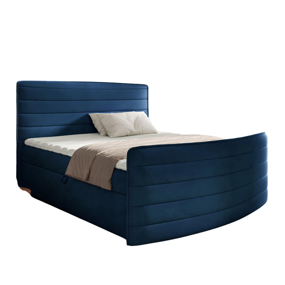 BOXBETT 160 x 200 cm mit Bonell-Federkernmatratze H3 - Blau - CLEO - Dunkelblau, Textil (160/200cm) - AN-Moebel 4u