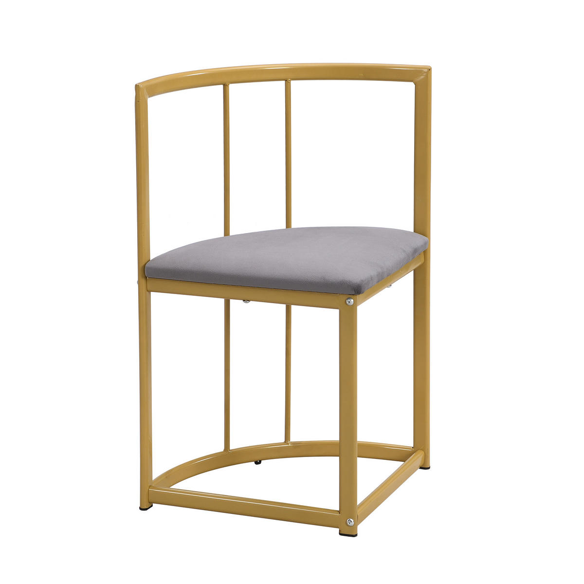 TISCHGRUPPE 6 Stühle weiß mit grauem Polster und goldfarbenem Eisenrahmen - Weiß, Holzwerkstoff (140/76/80cm) - OKWISH