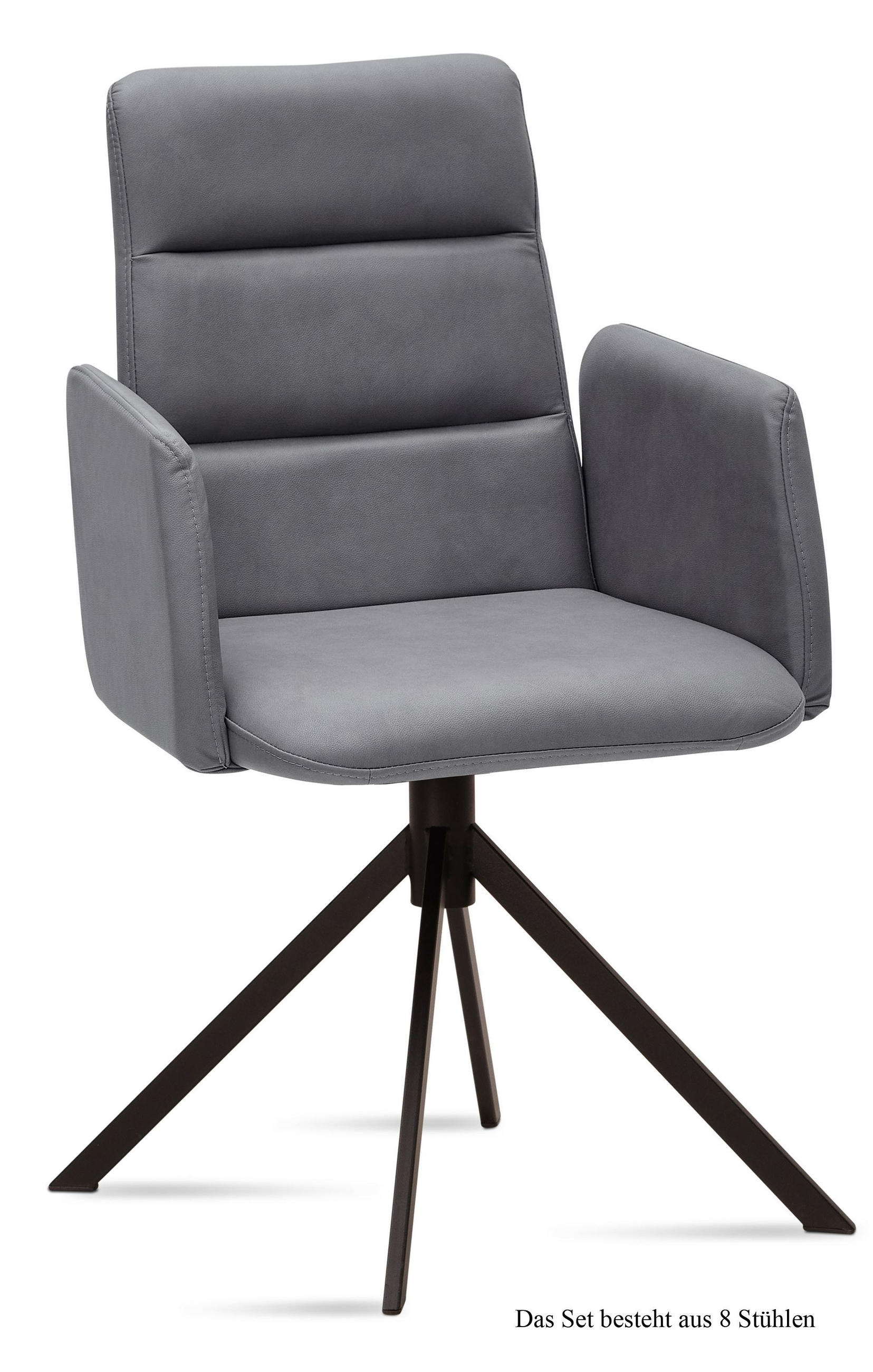 ARMLEHNSTUHL (8er-Set) Duana 52x92x60 Schwarz/Grau - Schwarz/Grau, Kunststoff (60/92/52cm) - 58aufmkessel
