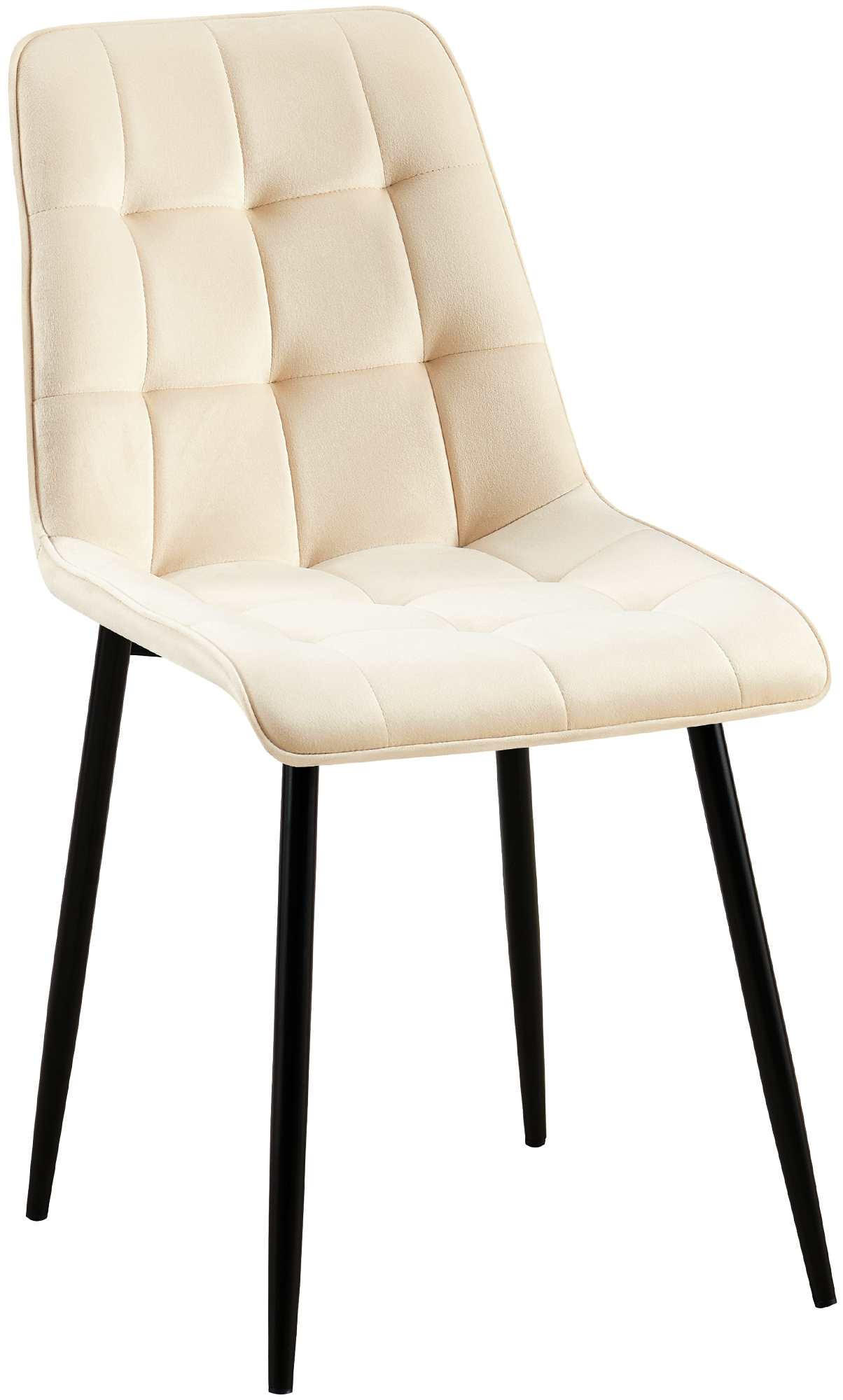 STUHL Samt creme - Creme/Schwarz, Textil/Metall (47/89/61cm) - CLP