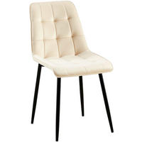 STUHL Samt creme - Creme/Schwarz, Textil/Metall (47/89/61cm) - CLP