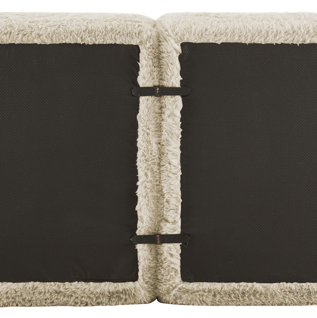 SOFA modulares 2-Sitzer mit 2 Ottomans Plüsch Light Khaki - Braun, Kunststoff (179/73/204cm) - Meubliv
