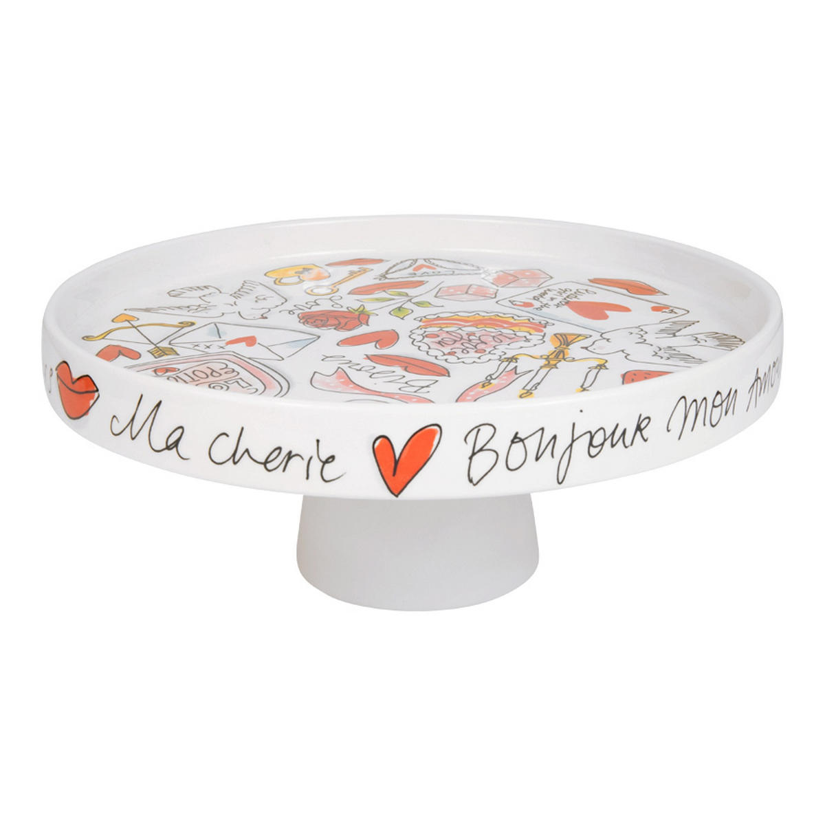 TORTENPLATTE Valentinstag L'amour in Bunt - 24cm - Multicolor, Keramik (24/10/24cm) - Blond Amsterdam