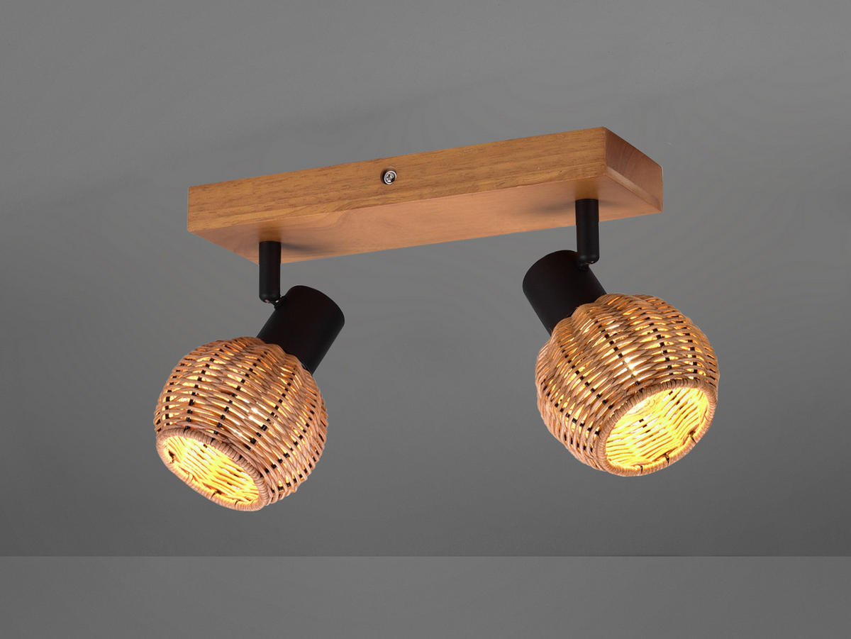 DECKENSTRAHLER Holz Breite 30cm, Lampenschirme Rattan - Naturfarben, Naturmaterialien/Holz (14/30/18cm) - meineWunschleuchte