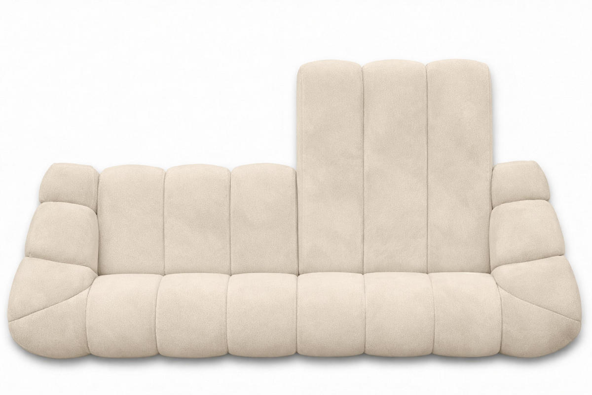 ECKSOFA Modulare L-Form, Veloursstoff Bluvel, Creme, Rechts, CROISSANT L - Creme, Holz (305/190cm) - Kaiser Möbel