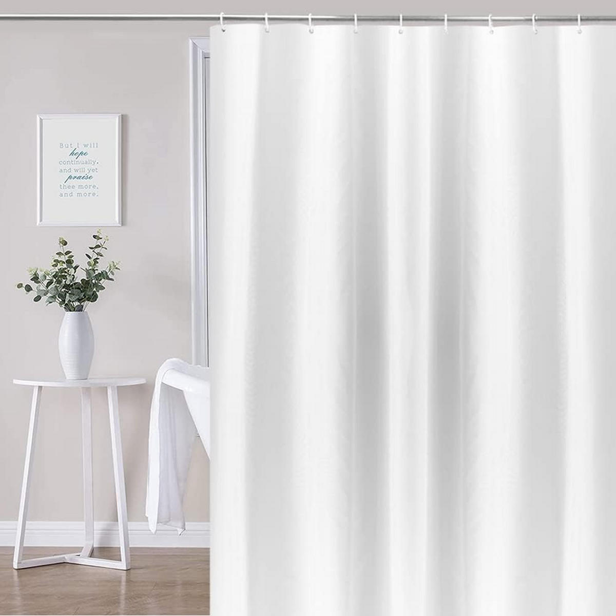 DUSCHVORHANG Weiß 200 cm breit Polyester fürs Badezimmer - Weiß, Textil (150/200cm) - MCBOSON