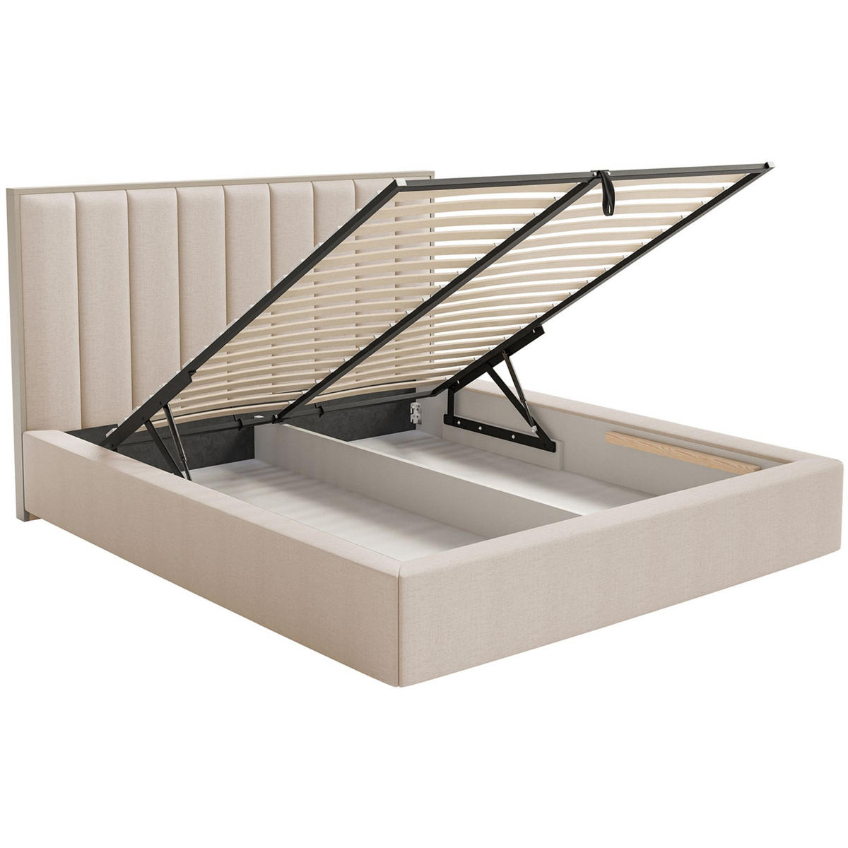 POLSTERBETT Togents Beige mit Chenillebezug, Bettkasten und LED, 160x200 cm - Beige, Textil (160/200cm) - Selsey