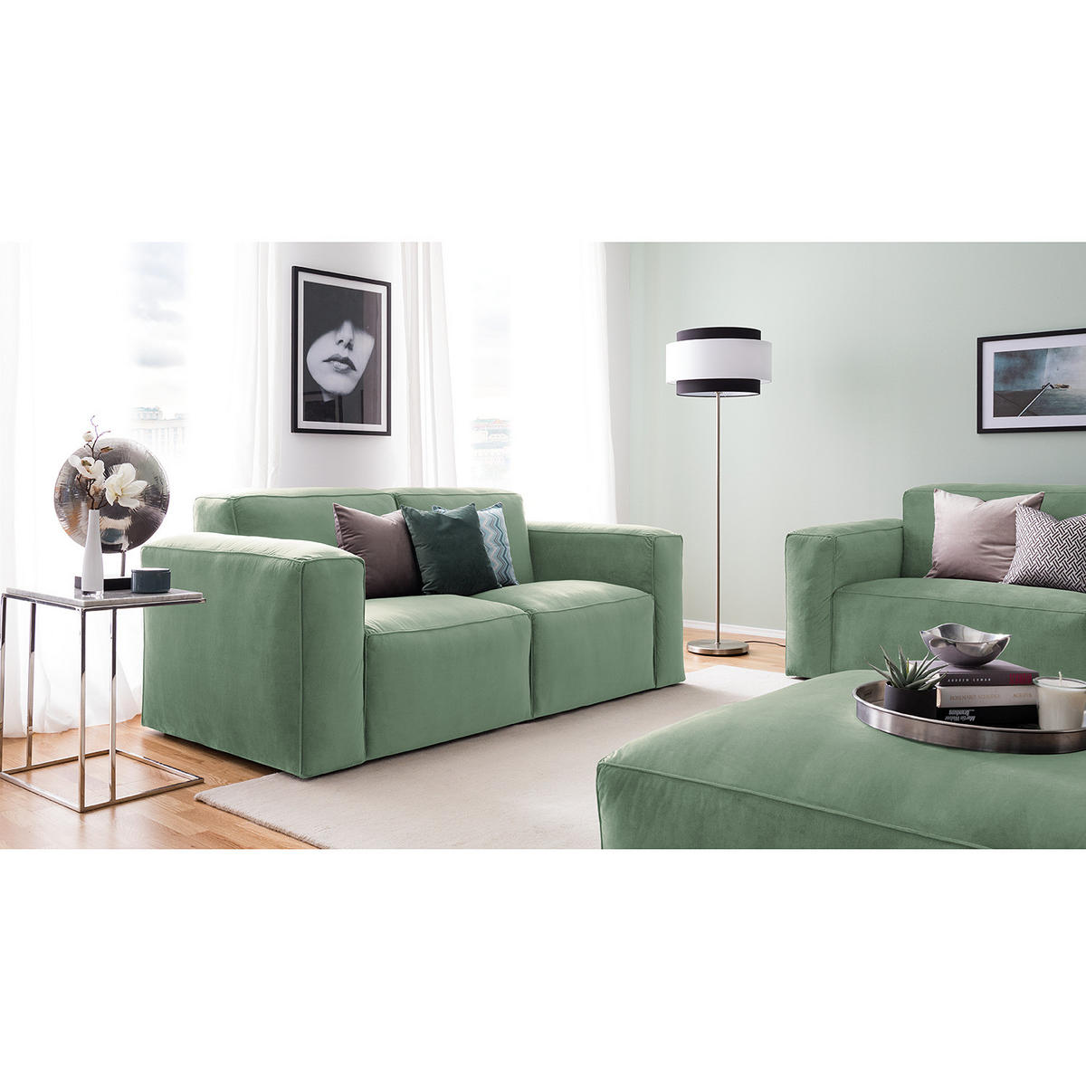 2-SITZER SOFA - Hellgrau, Textil (190/75/96cm) - home24