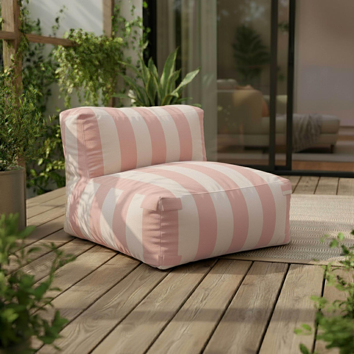 GARTENSOFA mit 5 Sitzplätzen, Puderrosa - Pink, Textil (85/65/160cm) - Oviala