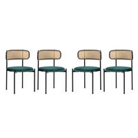 ESSZIMMERSTUHL 4er-Set mit Rattan-Rückenlehne Samt Green - Grün, Metall (40/75/45.2cm) - Meubliv
