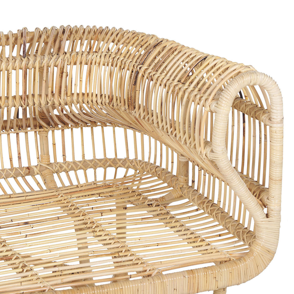 GARTENSESSEL Rattan natürlich Auflage helles Beige Dolcedo - Beige/Naturfarben, Naturmaterialien (93/73/80cm) - Beliani