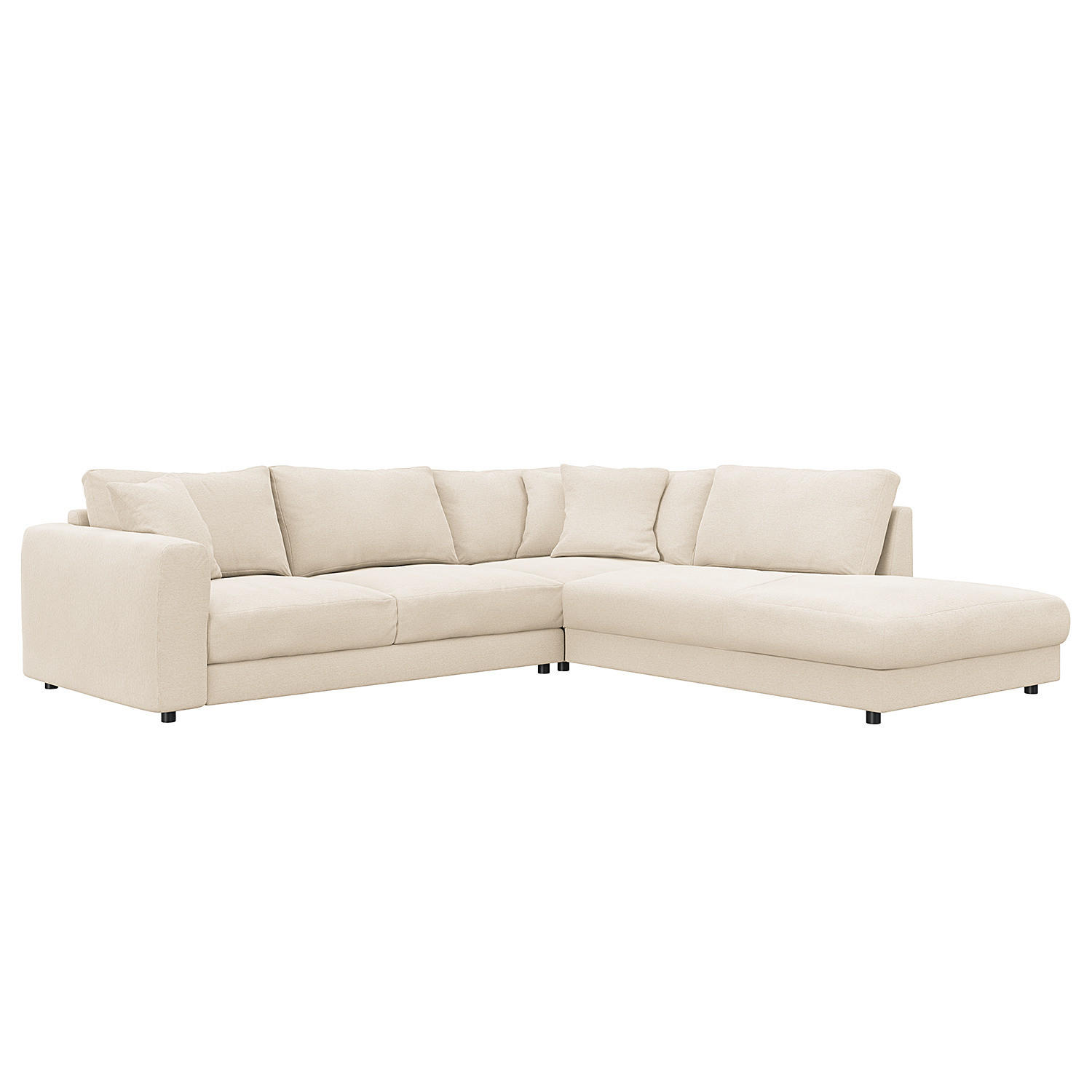 ECKSOFA mit Ottomane - Beige/Schwarz, Holz/Kunststoff (267/254cm) - home24