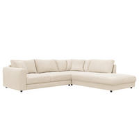 ECKSOFA mit Ottomane - Beige/Schwarz, Holz/Kunststoff (267/254cm) - home24