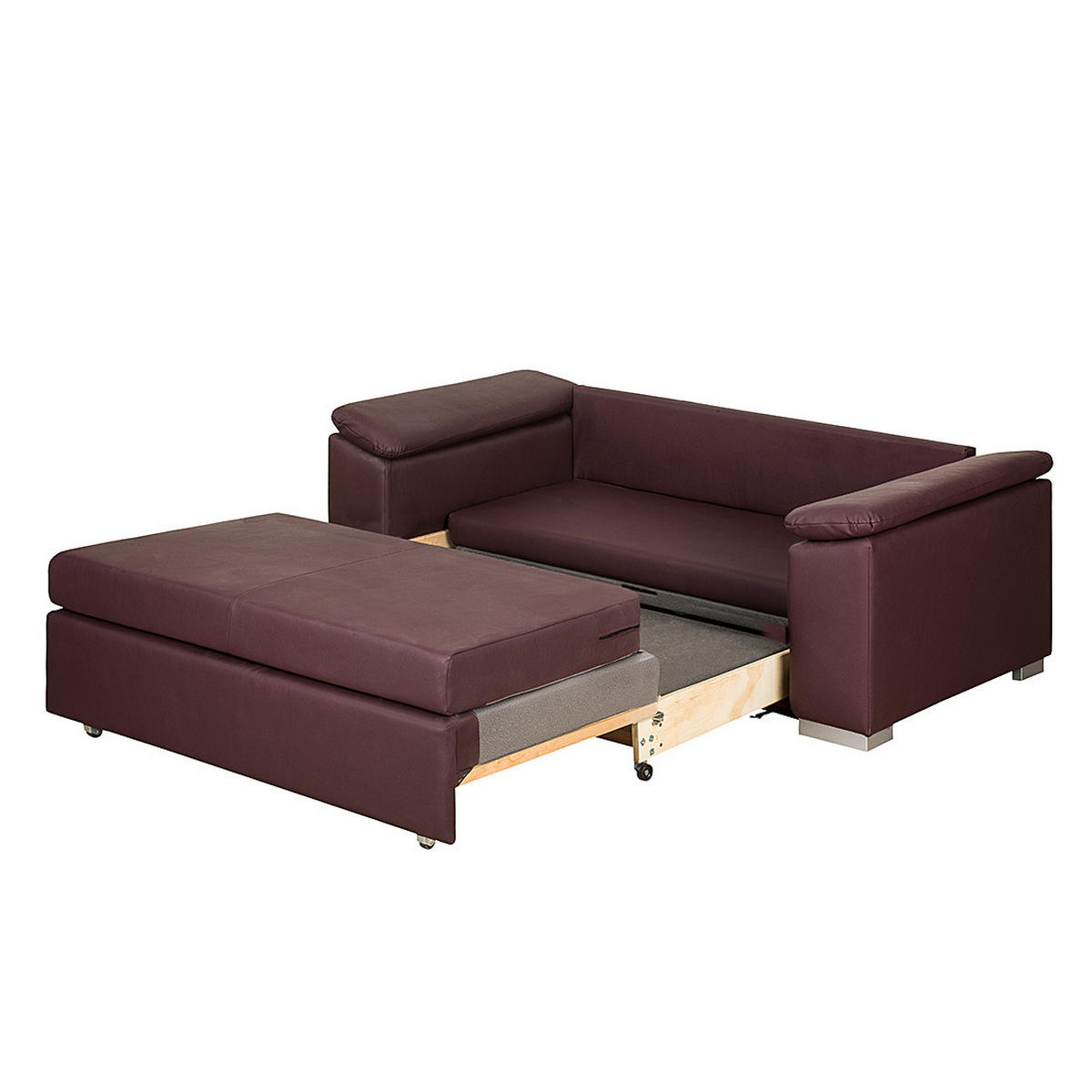 SCHLAFSOFA mit schräger Armlehne - Aubergine, Kunststoff (210/90/90cm) - home24