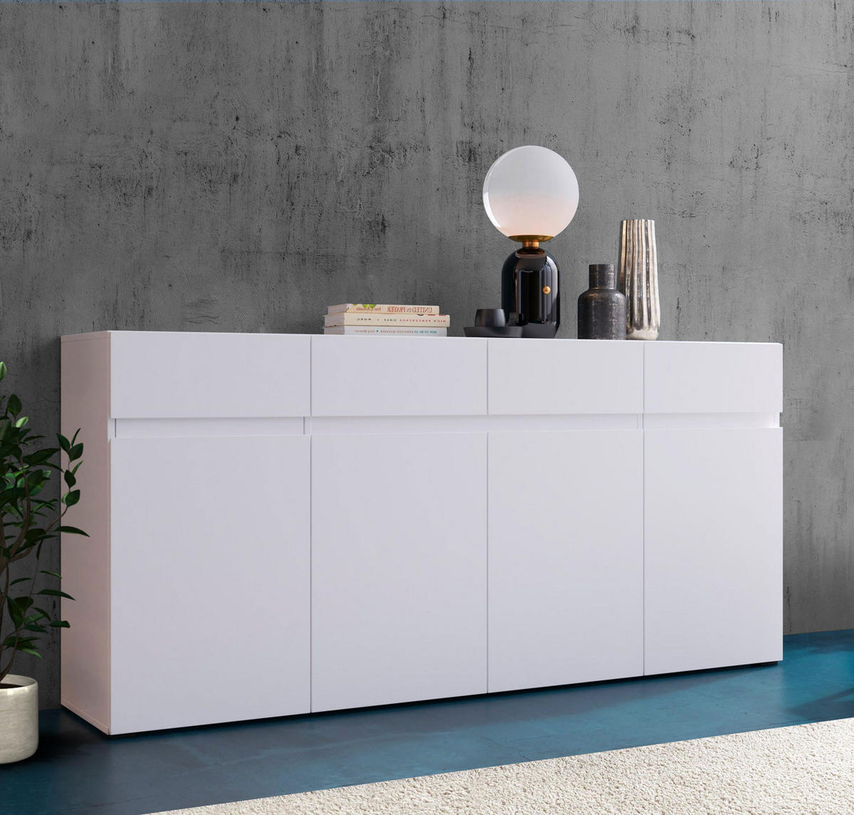 SIDEBOARD Rimini weiß 180 / 40 / 86cm - Weiß, Holz/Holzwerkstoff (180/86/40cm) - Feldmann-Wohnen