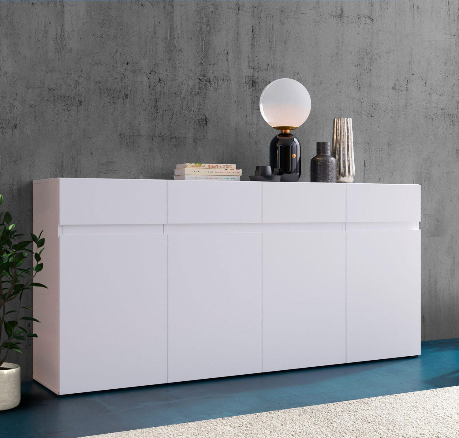 Thumbnail - Feldmann-Wohnen Sideboard, Weiß, Holz, 6 Fächer, 2 Schubladen, Rechteckig, 180x86x40 cm, Wohnzimmer, Kommoden & Sideboar...