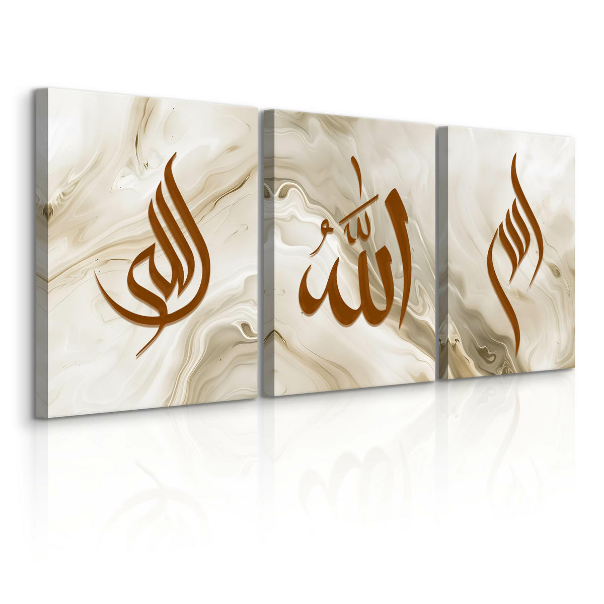 LEINWANDBILDER 3-es Set Marmor Symbole - Beige/Weiß, Textil (90/40cm) - Muralo