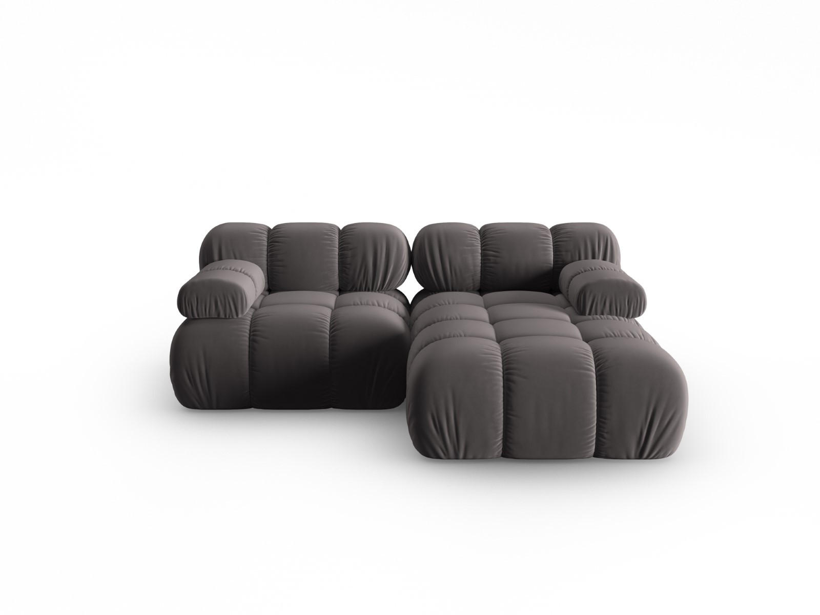 MODULARES-ECKSOFA rechts Bellis aus Samt dunkelgrau 3 Sitzplätze - Dunkelgrau, Textil (157/191cm) - Micadoni