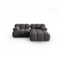 MODULARES-ECKSOFA rechts Bellis aus Samt dunkelgrau 3 Sitzplätze - Dunkelgrau, Textil (157/191cm) - Micadoni
