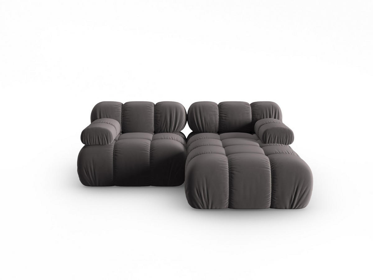 MODULARES-ECKSOFA rechts Bellis aus Samt dunkelgrau 3 Sitzplätze - Dunkelgrau, Textil (157/191cm) - Micadoni