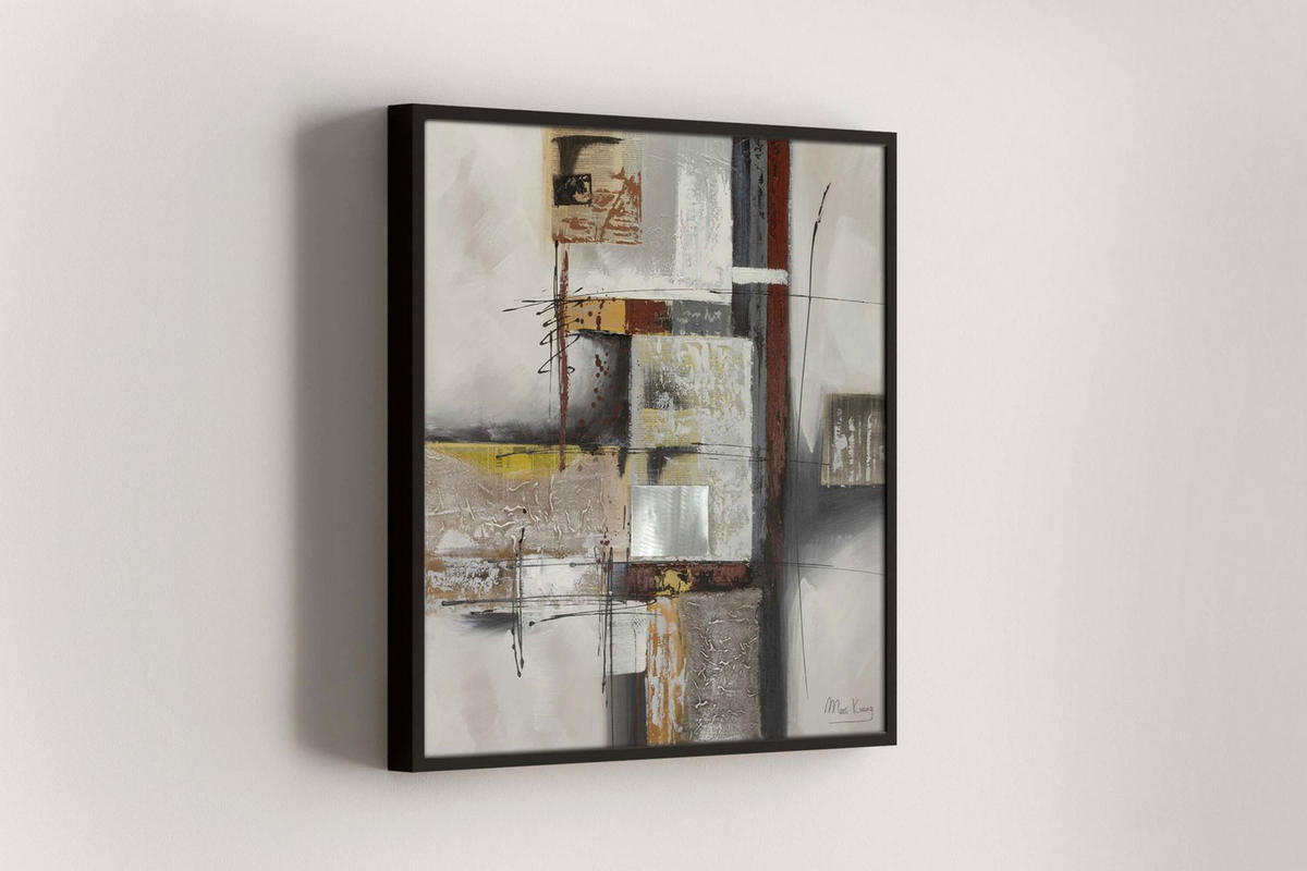 ACRYLBILD HANDGEMALT 80/80 cm - Beige/Grau, Holz/Textil (1.62/80cm) - KUNSTLOFT