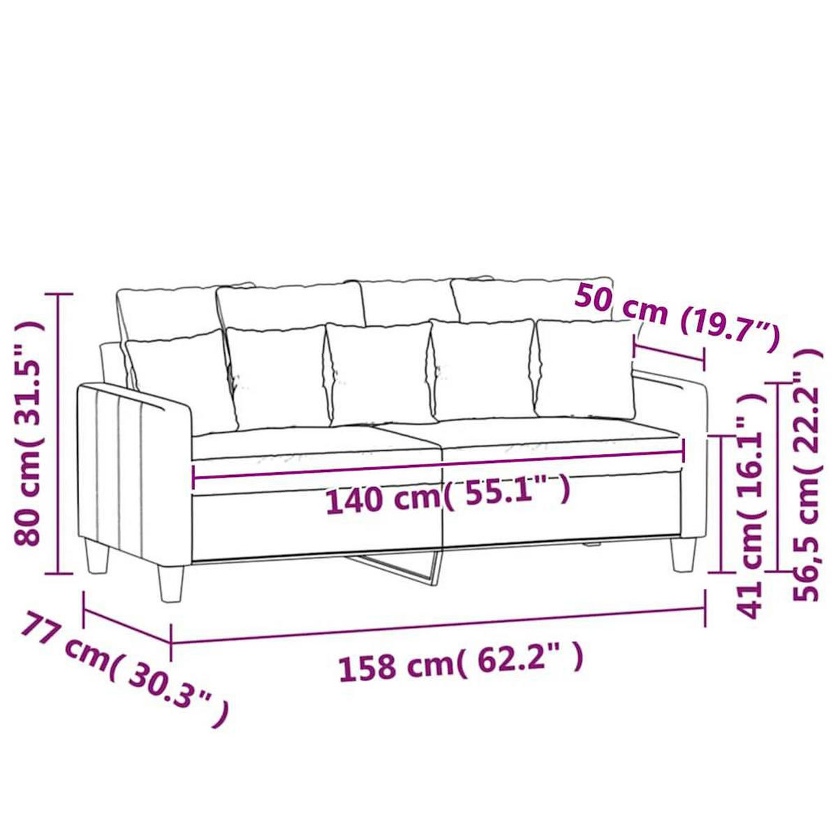 2-SITZER-SOFA Frankenthal - Schwarz, Naturmaterialien (158/80/77cm) - Nettlife