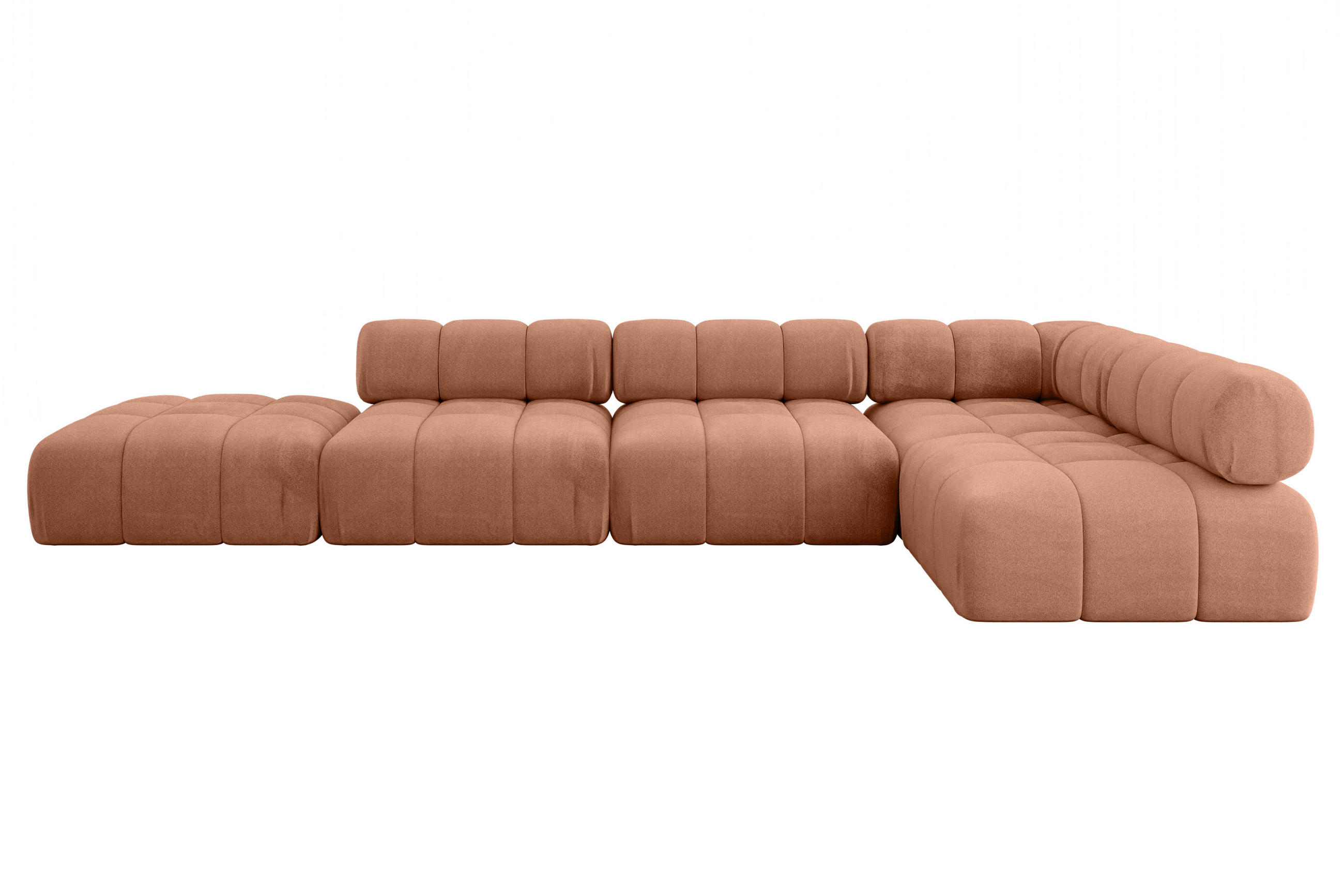 ECKSOFA modulares Sofa Favio-L2 - 380x190x70 cm Apricot Velours - Koralle, Holzwerkstoff/Textil (380/190cm) - ALTDECOR