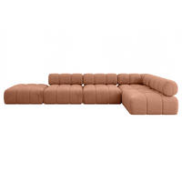 ECKSOFA modulares Sofa Favio-L2 - 380x190x70 cm Apricot Velours - Koralle, Holzwerkstoff/Textil (380/190cm) - ALTDECOR