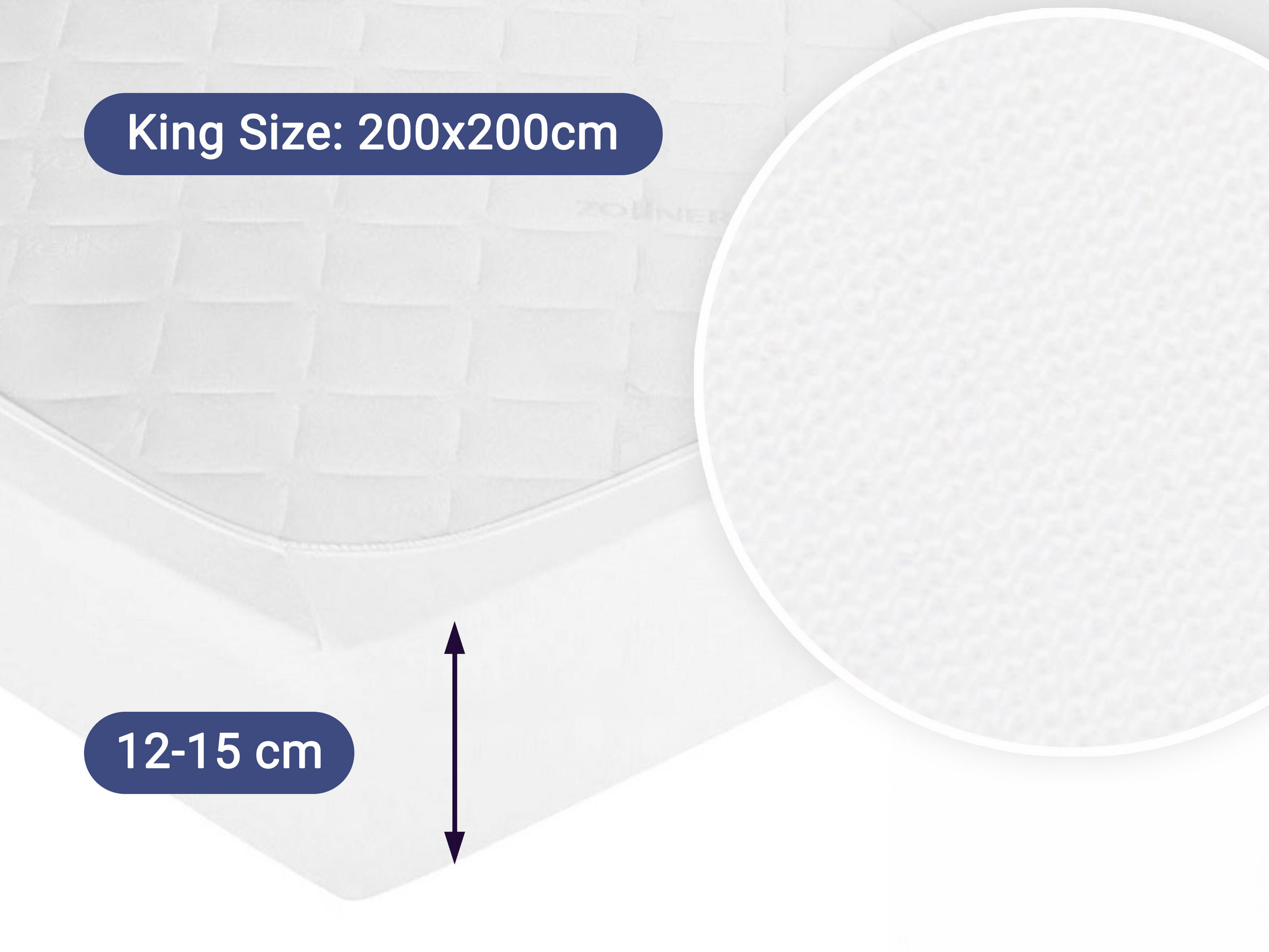Thumbnail - Zollner Spannbettlaken,, Weiß, Textil, 200x200 cm, Oeko-Tex® Standard 100, Schlaftextilien, Bettwäsche, Bettlaken