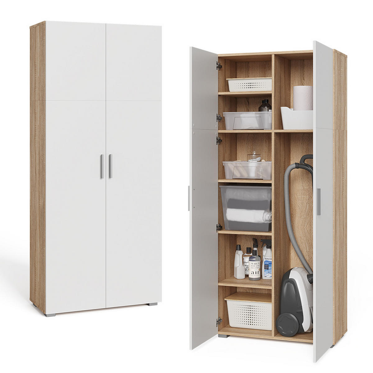 MEHRZWECKSCHRANK Ingo Sonoma 80 x 182.4 cm - Sonoma Eiche, Holzwerkstoff (80/182.4/37cm) - Vicco