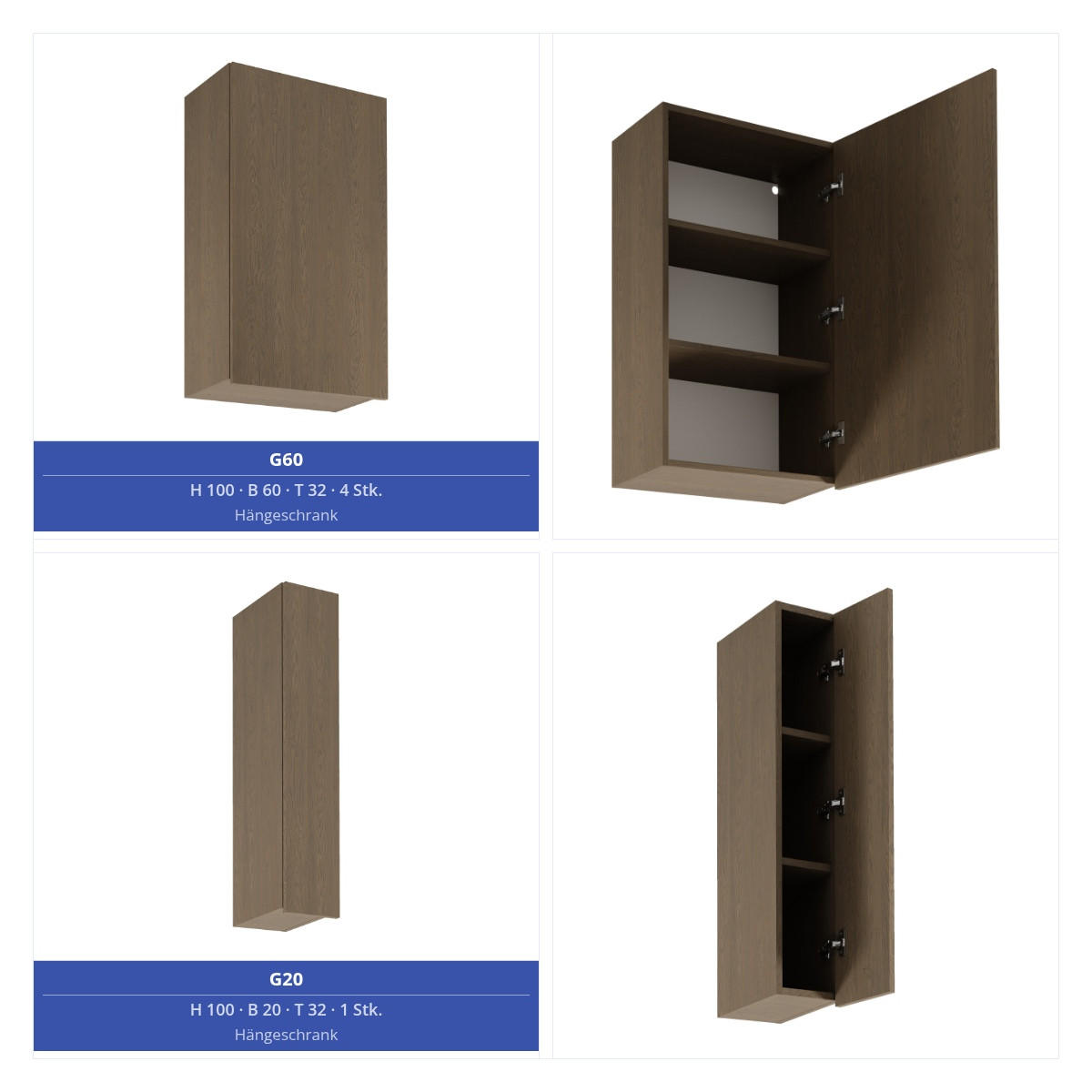 KÜCHENZEILE 320 x 160 cm - Sorento KS13-M320 - in Dunkle Eiche - Eichefarben/Schwarz, Holz/Metall (480/247/58cm)
