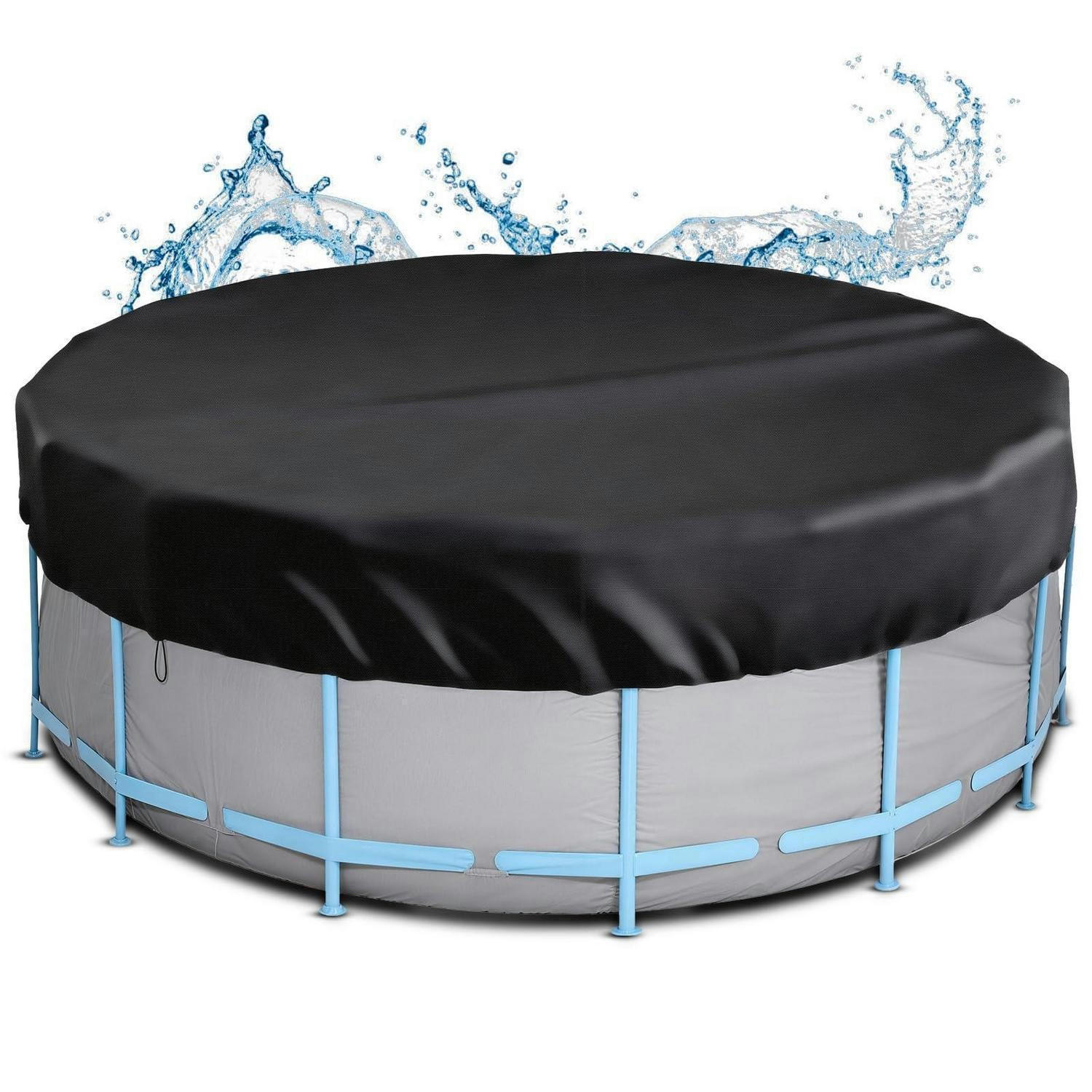 POOLABDECKUNG rund 370 cm wasserdicht UV-beständig - Schwarz, Textil (370/370cm)