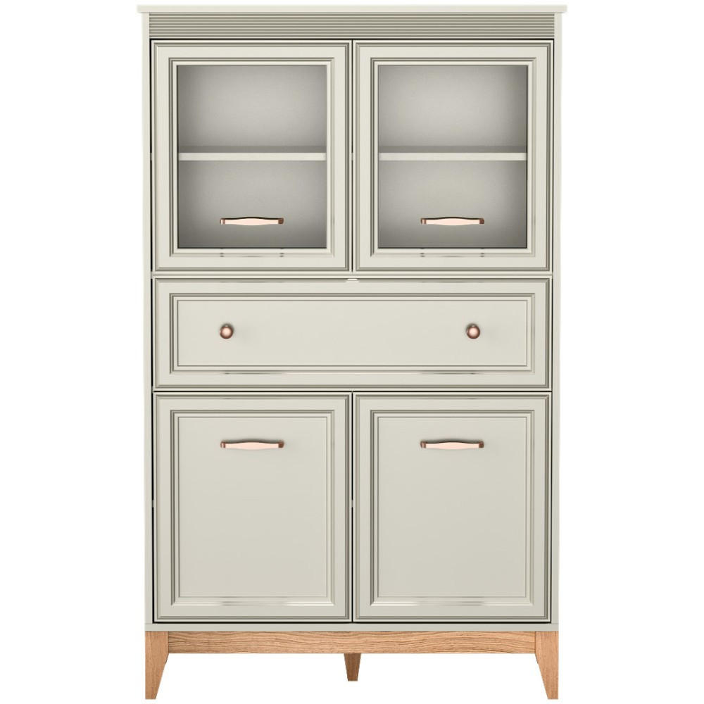 VITRINE Charlott mit 1 Schublade und 4 Türen - Kaschmir/Eichefarben, Holz/Holzwerkstoff (92/150.5/40.5cm) - Beautysofa