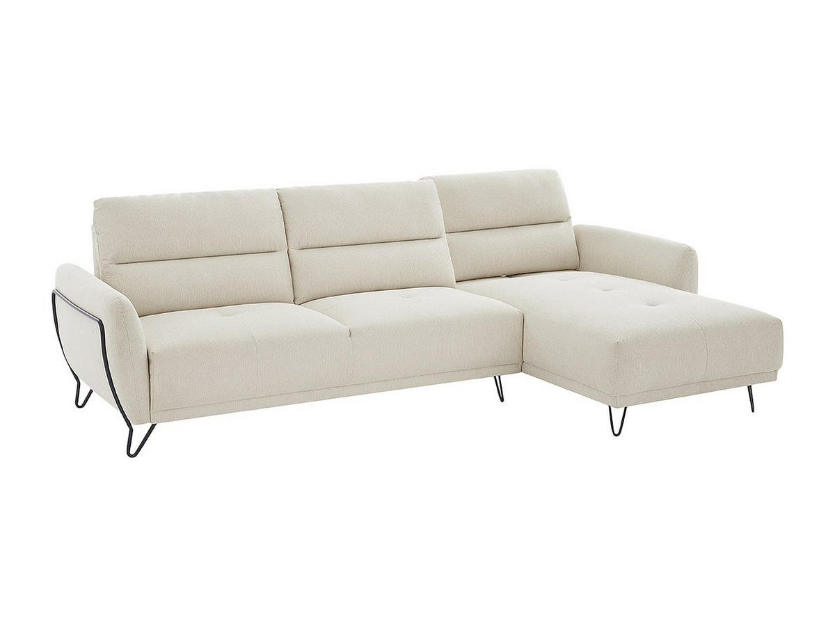 ECKSOFA mit verstellbarer Rückenlehne - Ecke rechts - Strukturstoff - Beige - DURIMA - Beige, Textil (290/168cm) - Vente-Unique