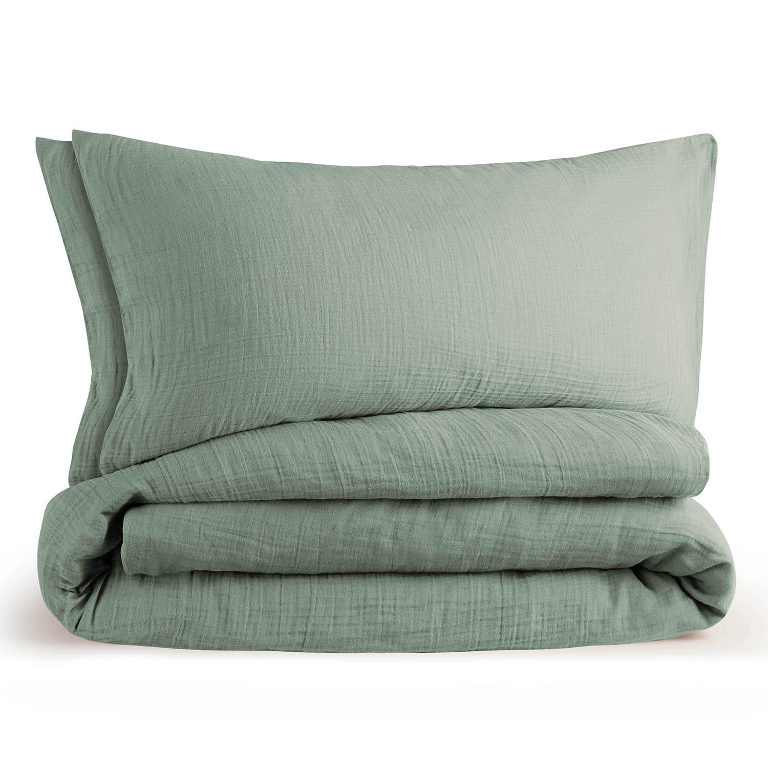 BETTWÄSCHE Musselin, 100% Baumwolle, 200/200 cm & 2x 80/80 cm - Grün, Textil (200/200cm) - Blumtal