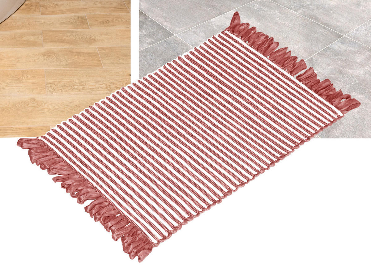 HANDGEWEBTER Läufer 50x70 cm Marsala - Altrosa, Naturmaterialien/Textil (50/70cm) - Lashuma