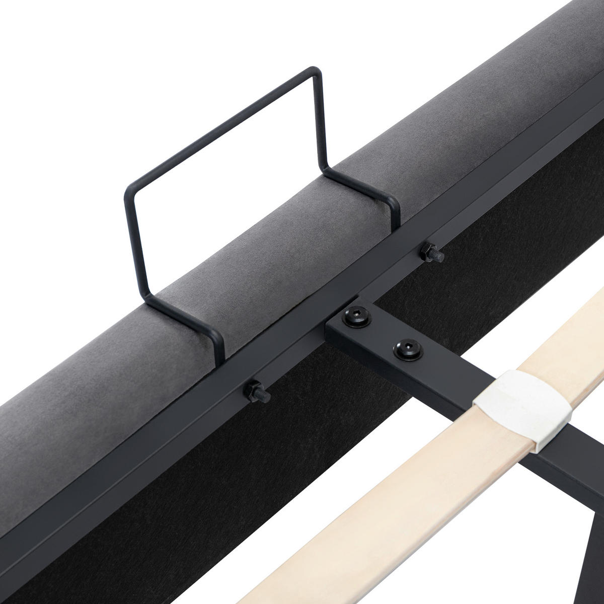 POLSTERBETT 140/200 cm in Grau Samt - Grau, Holz/Textil (140/200cm) - KOMHTOM