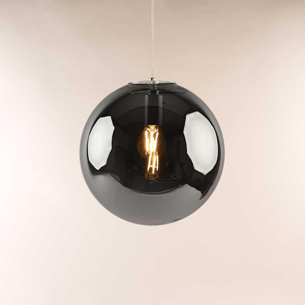 PENDELLEUCHTE Orb Chrom/Rauch Ø 30cm - Chromfarben/Grau, Glas (30/30/30cm) - s.luce