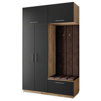 GARDEROBENSCHRANK REMA 150/240/60 cm Modern Garderobe-Set Eiche Wotan - Eiche Wotan/Schwarz, Holzwerkstoff (150/240/60cm) - MASSENO