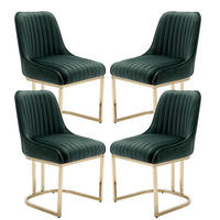 ESSZIMMERSTÜHLE 4er Set Samt Grün mit Metallbeinen - Grün, Textil (47/79/53cm)