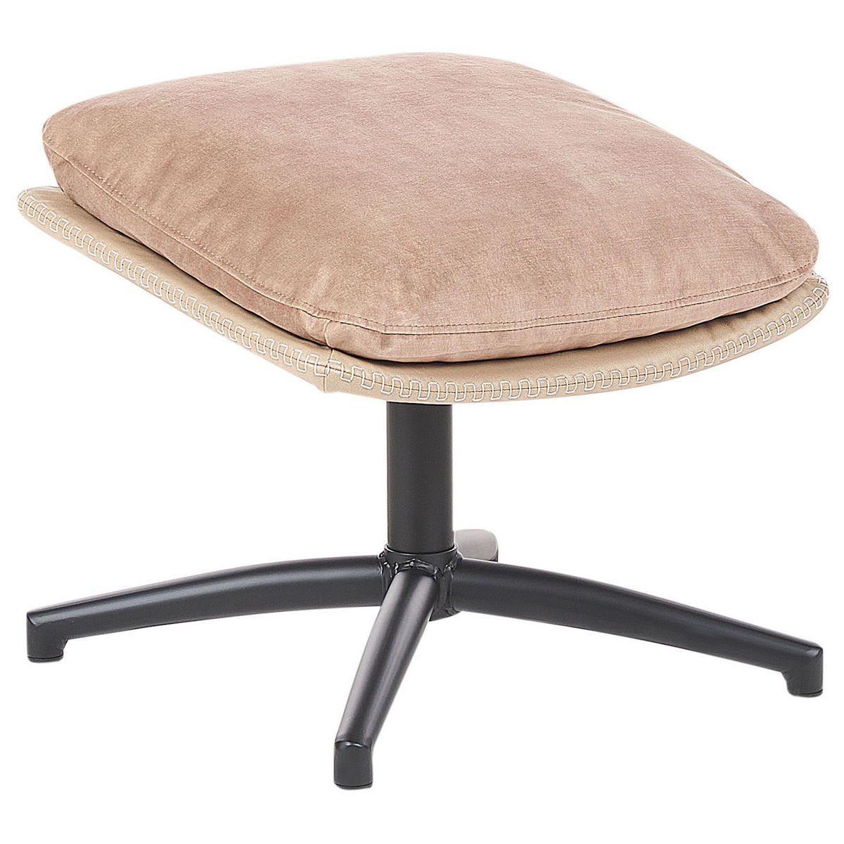 STUHL Samtstoff mit Fußhocker Sandbeige Eide - Beige/Schwarz, Textil (78/100/87cm) - Beliani