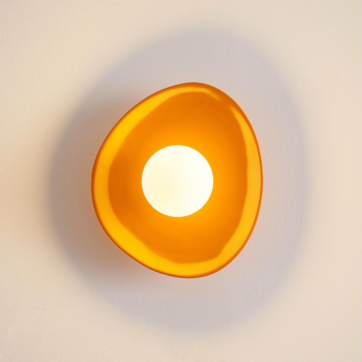 WANDLEUCHTE Florélys, Orange und Weiß, 28cm - Weiß, Glas (25/25/28cm) - KOSILUM