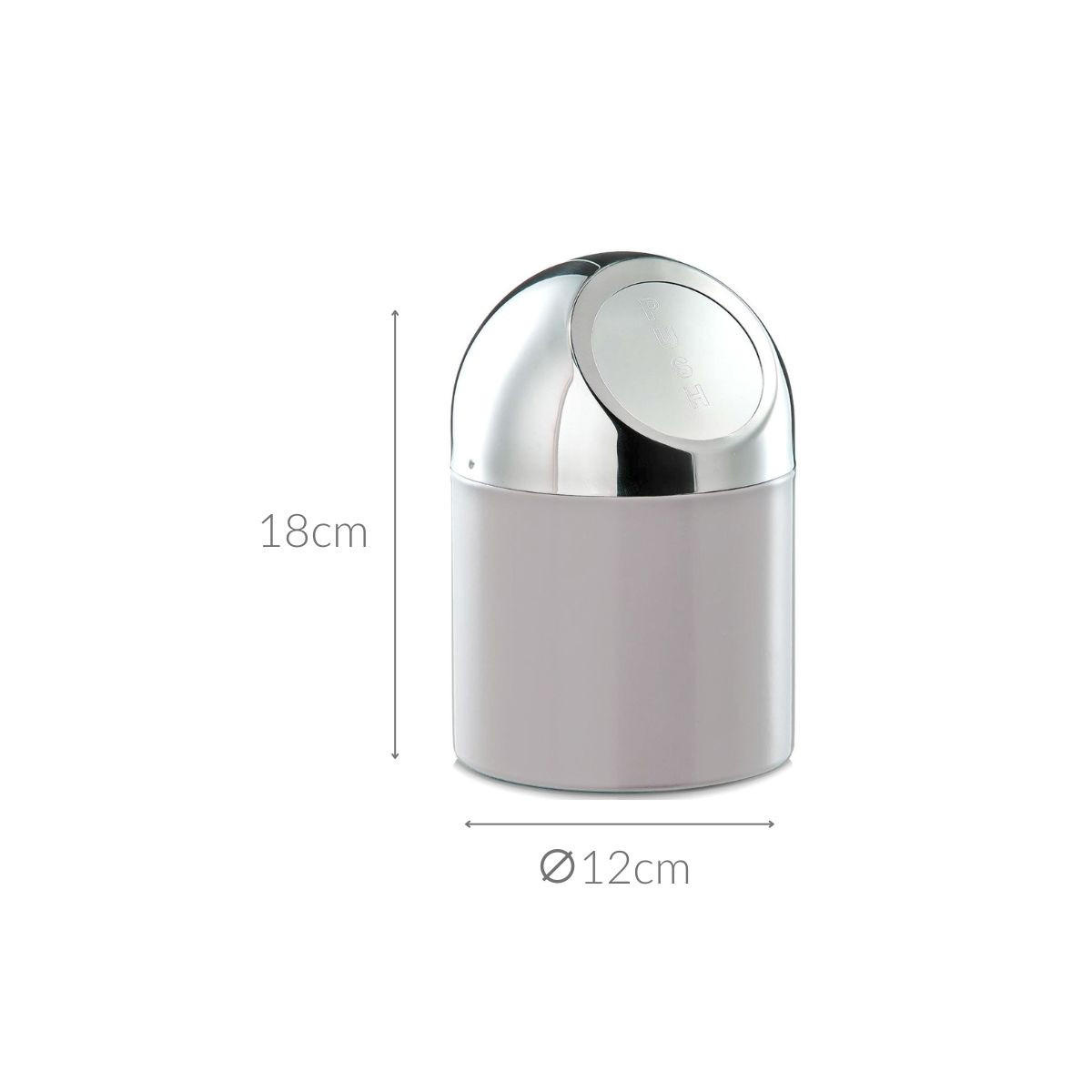 BADEZIMMERKORB Mülleimer Mini 12/12/18 cm - Grau, Metall (12/18/12cm) - ZELLER