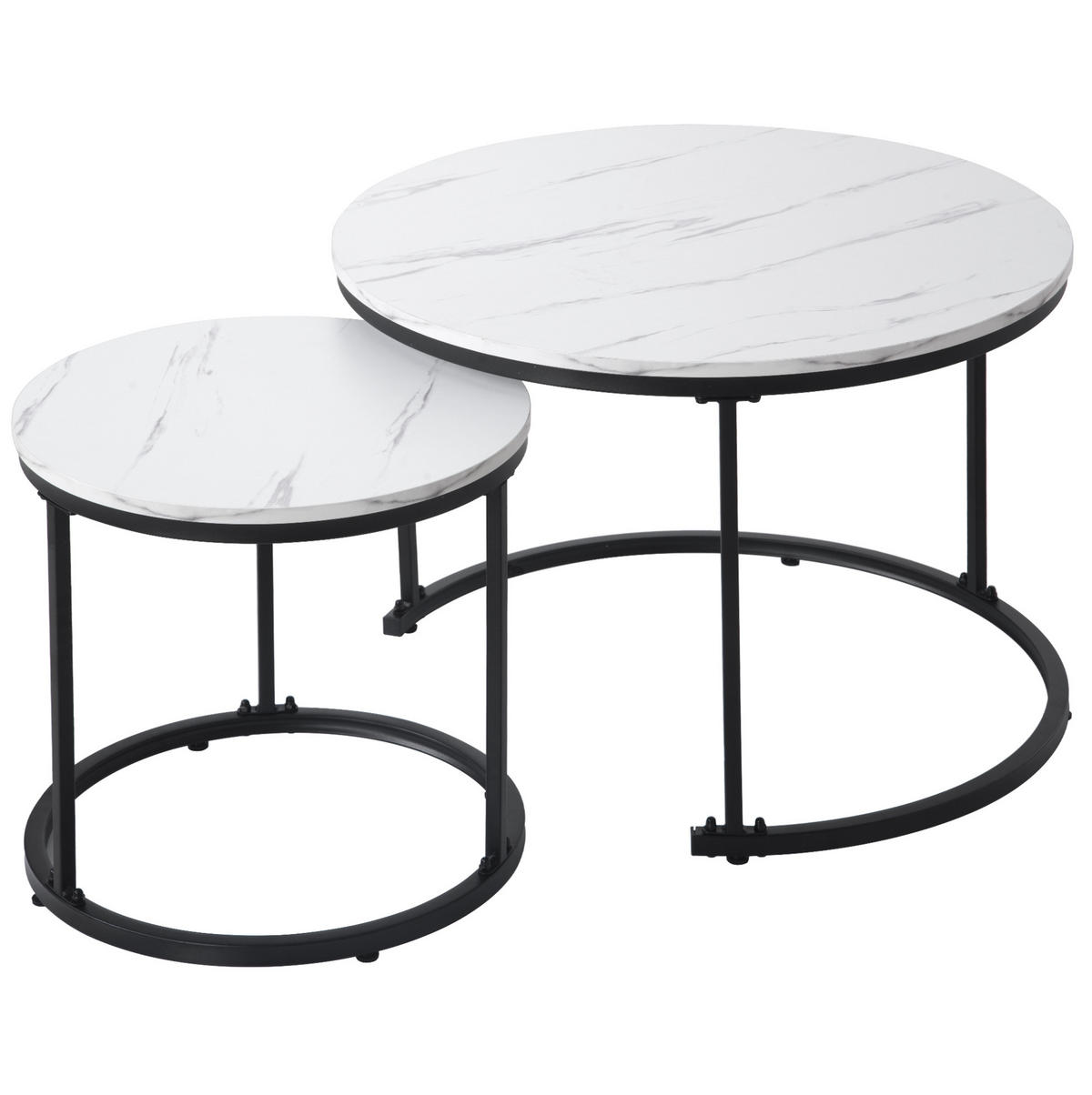 COUCHTISCH 50/70.5 cm in Weiß Marmoroptik aus MDF mit Metallgestell - Weiß, Holzwerkstoff (70.5/70.5/50cm) - OKMYHOME