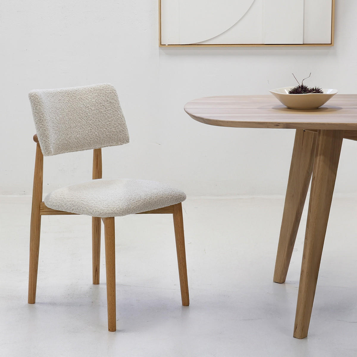 ESSZIMMERSTUHL 2er Set 2er Set aus Stoff mit Eichenholz, beige - Beige, Holz (47/81/52cm) - Giga Meubel