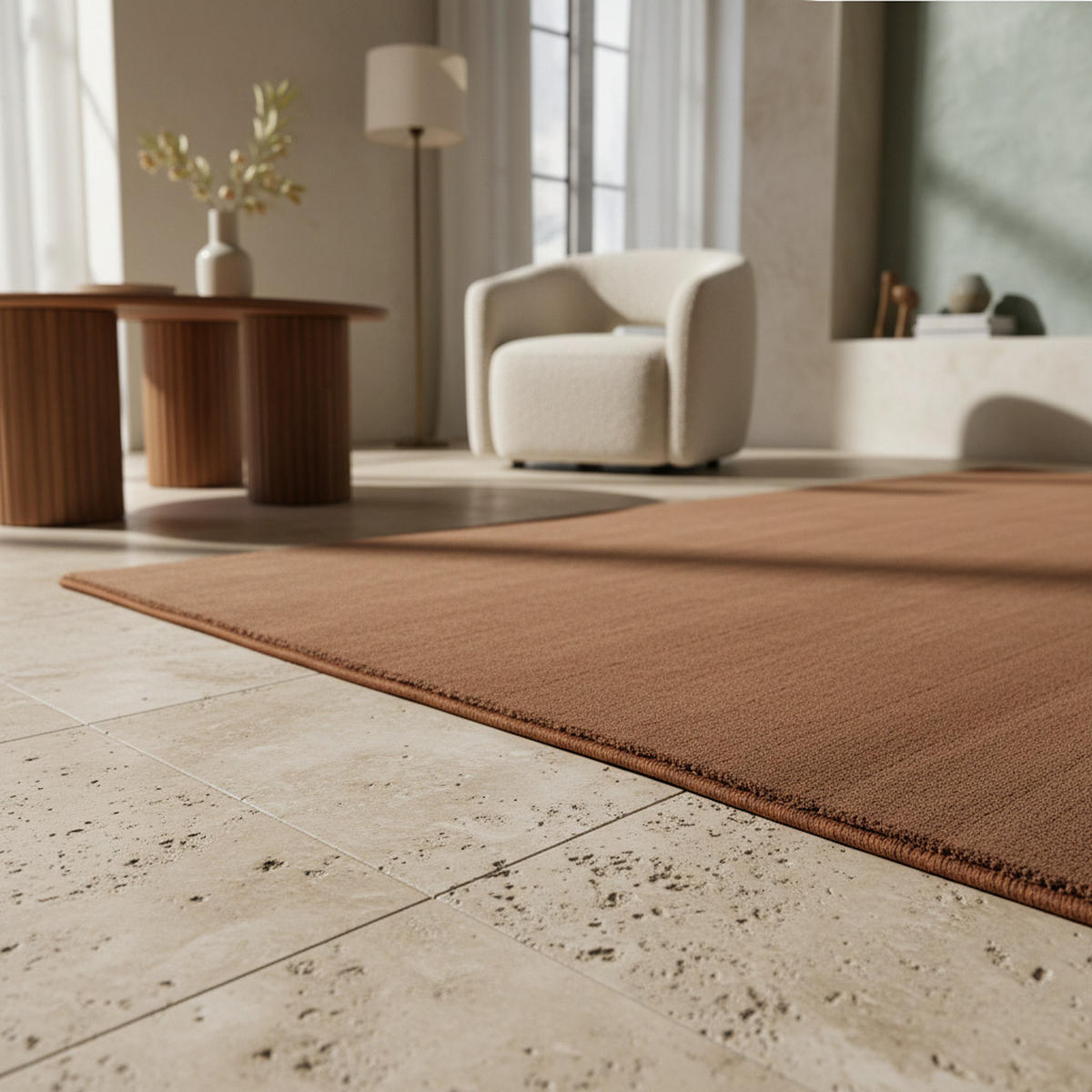 TEPPICH Kurzflor Uni-Farbe Microfaser Antirutsch Wohnzimmer waschbar Braun Rechteckig 200x290 - Braun, Textil (200/290cm) - KADIMA DESIGN