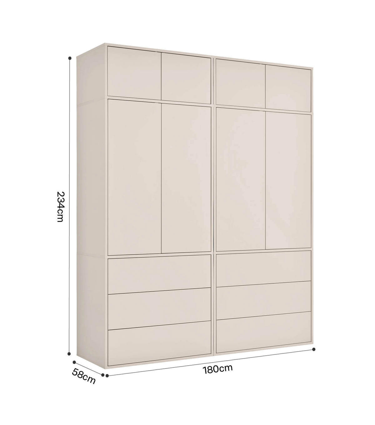 KLEIDERSCHRANK Der Robe - Beige, Holzwerkstoff (180/234/58cm) - Mokebo